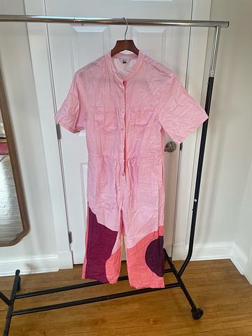 Short-sleeved cotton jumpsuit