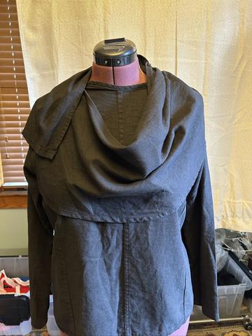 Black linen shawl top