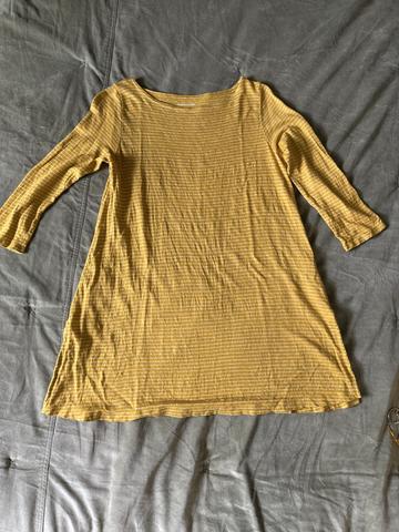 3/4 sleeve marigold stripe tunic