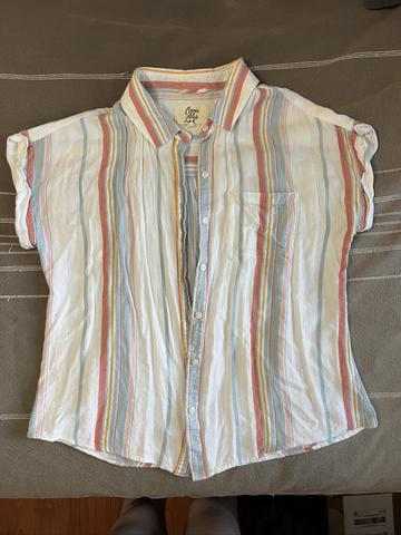 pastel striped button-up