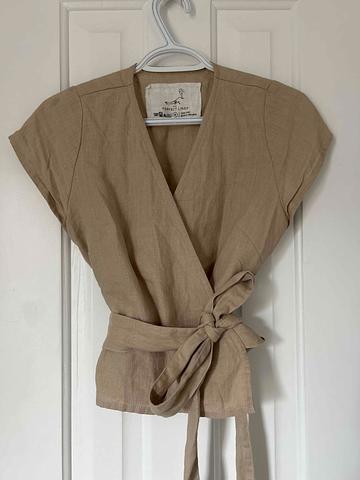Linen wrap top