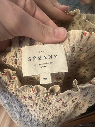 Sezane Smocked Bodice Floral Dress