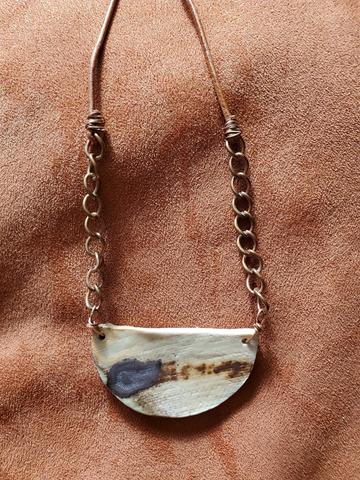 Ceramic half moon necklace