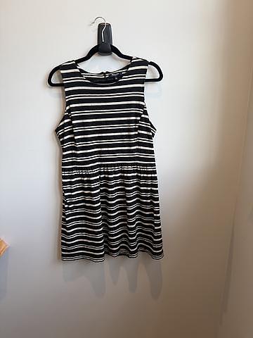 Madewell Afternoon Tea Textured Mini Dress in Black Cream Stripe