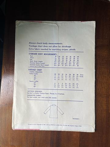 Uncut 70s jacket pattern