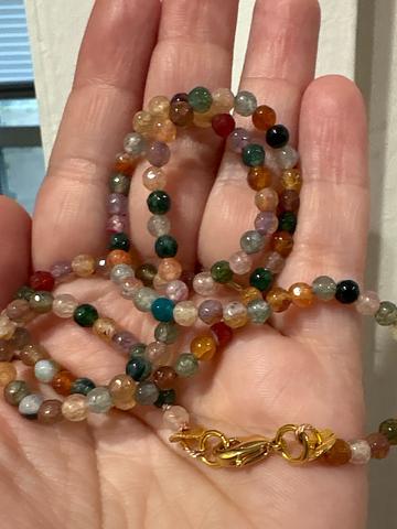 Hand-strung gemstone necklace