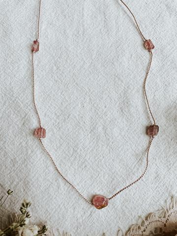 Pink Tourmaline + Silk Adjustable Necklace