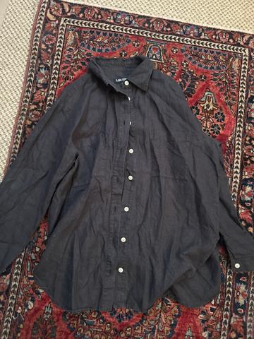 black linen button down shirt