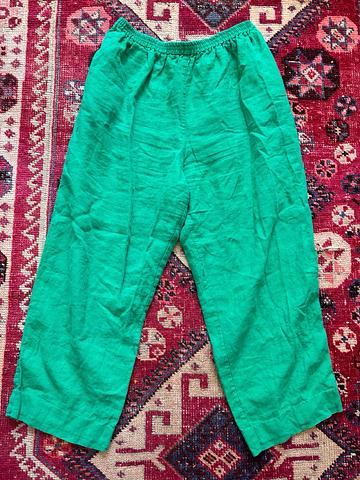 green linen pants
