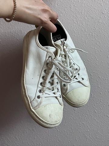 white canvas sneakers
