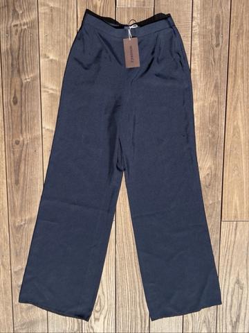 NWT Silk Trousers - P.Johnson Navy Silk Sofia Trouser Regular Fit Wide-leg (size 1, fits like US4)