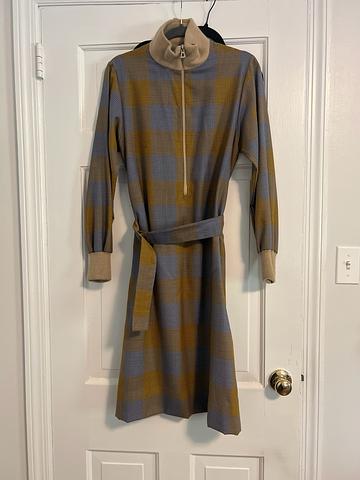 checkered long sleeve dress