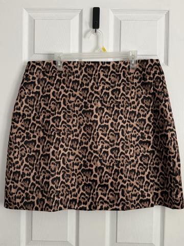 Satin leopard skirt