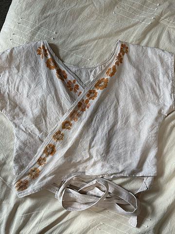 Eco printed floral Wrap top