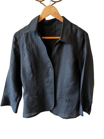 100% linen top button up black with 3/4 sleeves