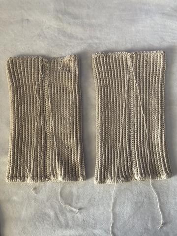 Cream colored crochet leg warmers