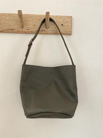 Handmade, Raquel bucket bag, olive green, leather