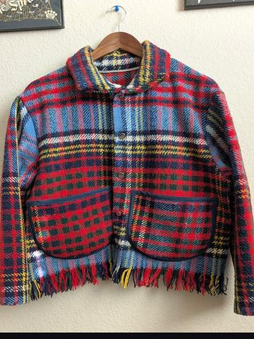 Plaid blanket coat