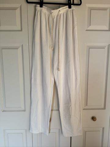 Cream and white cotton pants