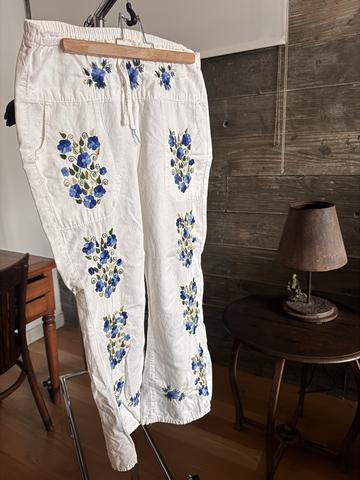 Embroidered cotton bellbottoms