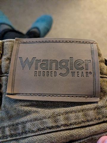 Fleece-lined brown Wranglers
