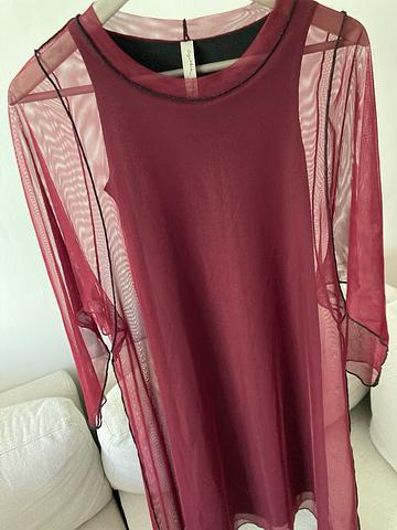 Flowy Burgundy Mesh Dress