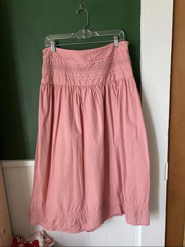 Pintucked cotton elastic skirt