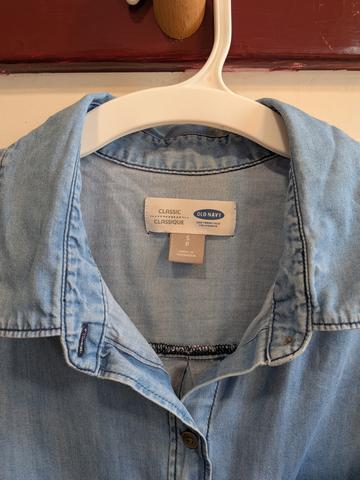 Chambray denim button-up shirt